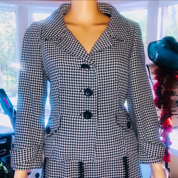 🔥 ANN TAYLOR Houndstooth Suit Skirt and Blazer. Item# 0040 - Picture 4 of 10